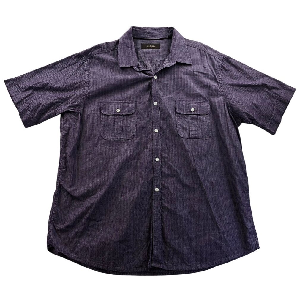 Tasso Elba Mens Shirt Size XXL Purple Textured Short-Sleeve Button Up Casual